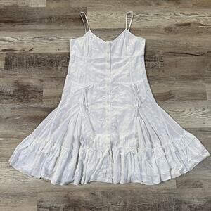 Cache Vintage 90s Y2K White Eyelet Cotton Rush Sundress Boho Fairy Cottage M